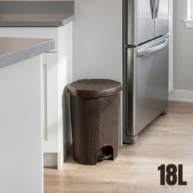 سلة مهملات 18 لتر مع دعاسة  أناقة ونظافة لمطبخك! | 18L Step-to-Open Dustbin